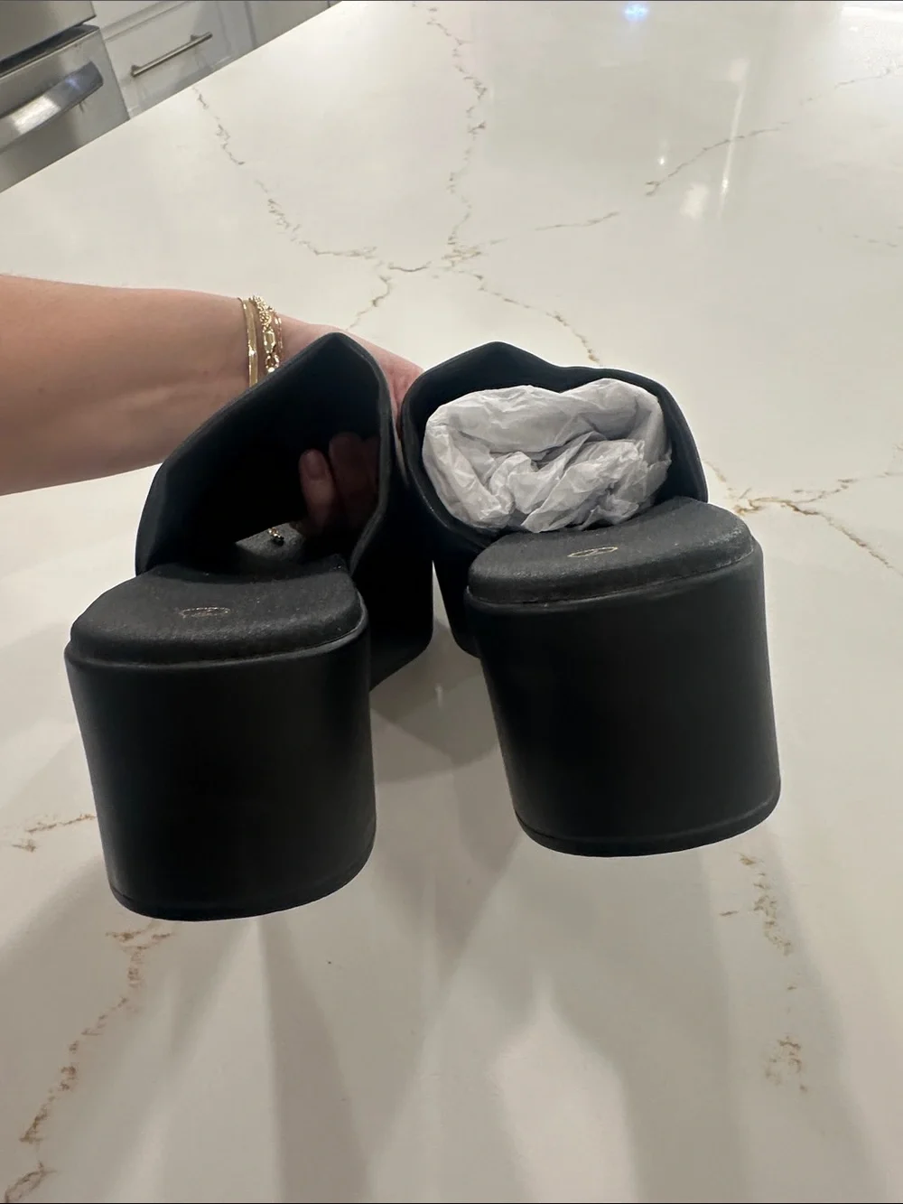 Black Platform Slide Sandals - Unbranded